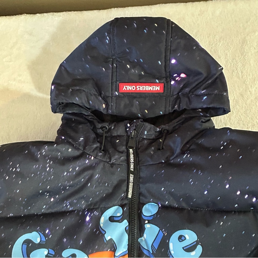 Members Only Garfield & Odie Black Puffer Hoodie Jacket Men’s Size L - Picture 15 of 16